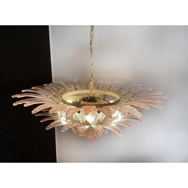 Mid-Century Modern Murano Chandelier with Pink Palmette Glasses, 1990s For Sale - Image 3 of 18