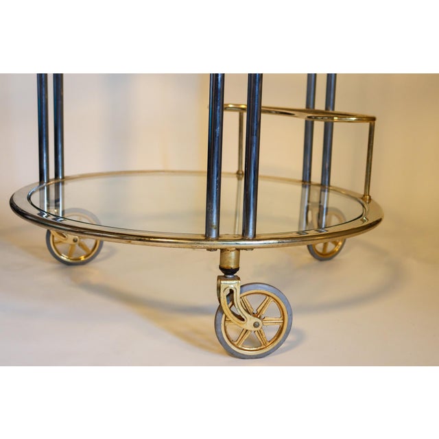 Italian Italian Chrome, Brass, and Glass Bar Cart For Sale - Image 3 of 5