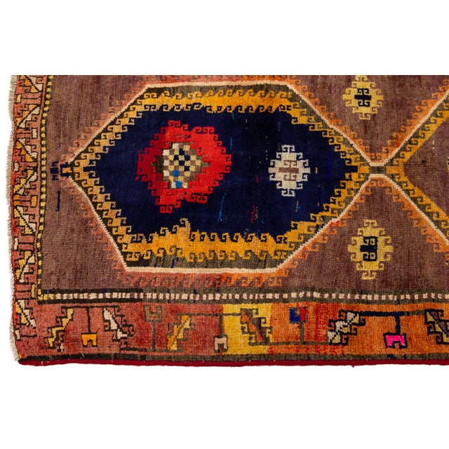 Textile Vintage Tribal Persian Kilim Runner - Handmade Geometric Wool Rug For Sale - Image 7 of 10