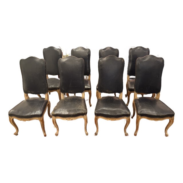 Set of 8 Vintage French Louis XV Style Dining Chairs For Sale