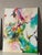 4 ft by 3 ft Large abstract modern vibrant painting on canvas, signed verso by the artist.