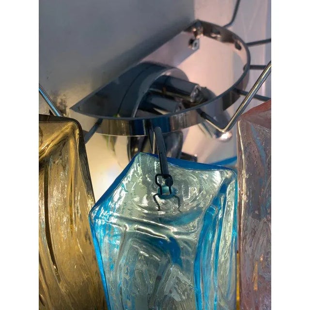Impressive contemporary sconces made with murano glass multicolored"squared" elements. huge lively multicolor murano glass...