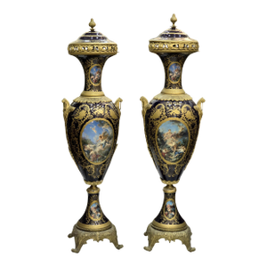 French Style Pair of Porcelain Vases France