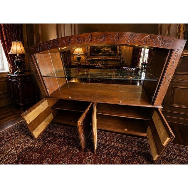 Brown Malawian Hand-Carved Display Cabinet Sideboard with Wildlife For Sale - Image 8 of 12
