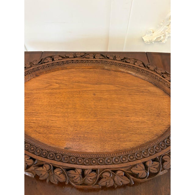 Antique Edwardian Carved Oval Tea Tray, 1900s For Sale - Image 4 of 8