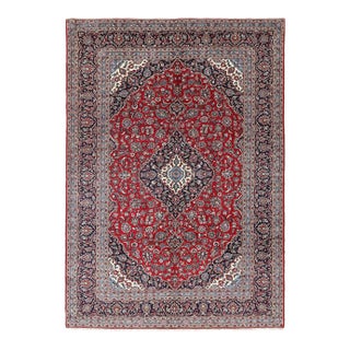 Red Color Hand Knotted Persian Kashan For Sale