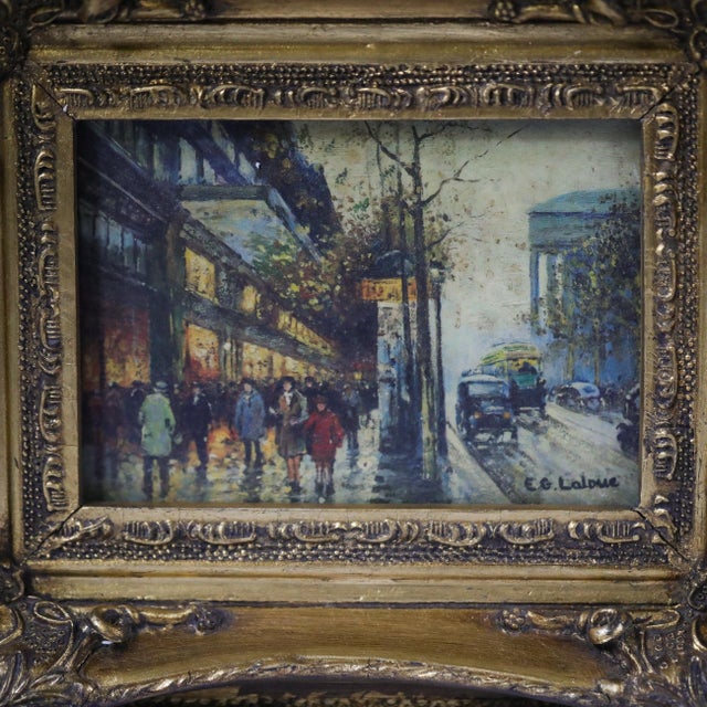 Early 20th Century Oil on Board Paris Street Scene After Galien Laloue Ornate Frame For Sale In Las Vegas - Image 6 of 8