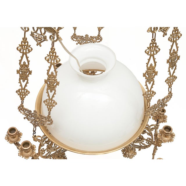 Gold Antique Electrified Chandelier for Candles For Sale - Image 8 of 14