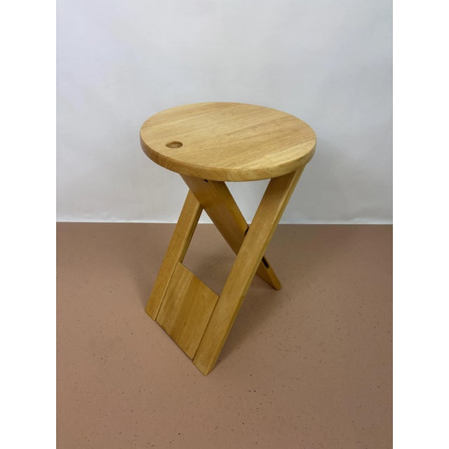 Wood Foldable TS Stool by Roger Tallon, 1980s For Sale - Image 7 of 7