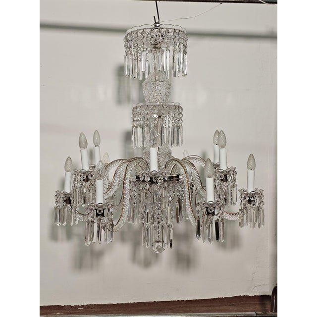Bohemian Crystal 12-Light Chandelier, 1930s For Sale - Image 17 of 18