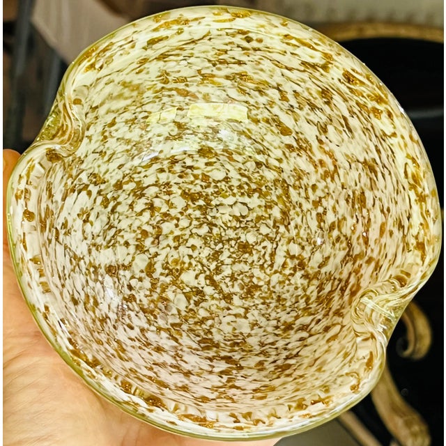 Hollywood Regency Murano Gold Flecked Blown Glass Bowl For Sale In Chicago - Image 6 of 7