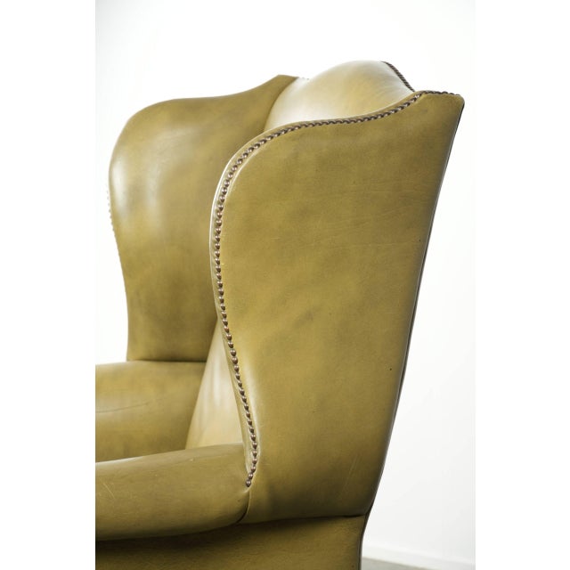 Wing Chair in Cowhide Leather For Sale - Image 11 of 15