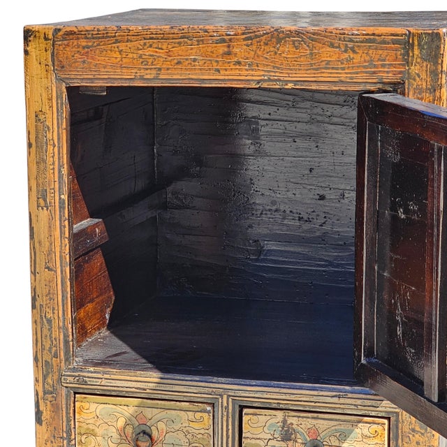 Early 20th Century Hand-Painted Mongolian Elmwood Chinese Chest Cabinet For Sale - Image 11 of 16