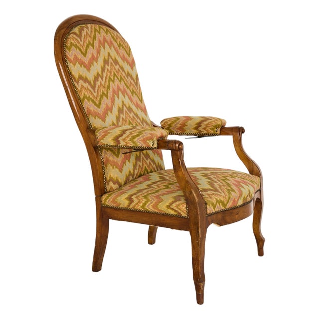 Italian Reclining Upholstered Armchair of Walnut, 19th Century For Sale