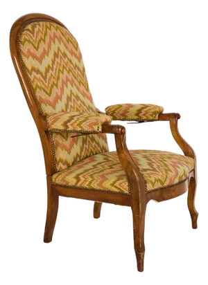 Italian Reclining Upholstered Armchair of Walnut, 19th Century