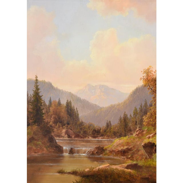 Hermann Dieste, Alpine Landscape, 1980s, Oil Painting on Wood, Framed For Sale - Image 3 of 9