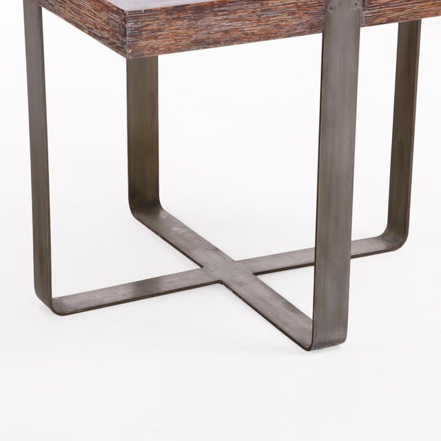 Wood A Square Cerused Oak and Bronze End Table. C. 1970 For Sale - Image 7 of 7