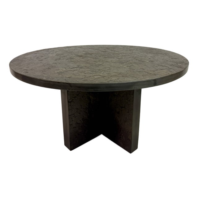 Round Black Concrete Moon Coffee Table, 1980s For Sale