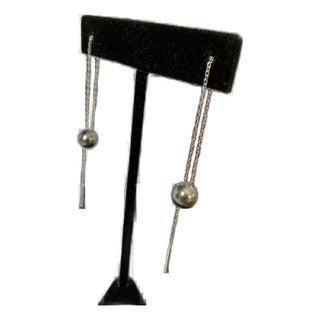 Late 20th Century Tahitian Black Pearl and 14k White Gold Earrings, A Pair For Sale