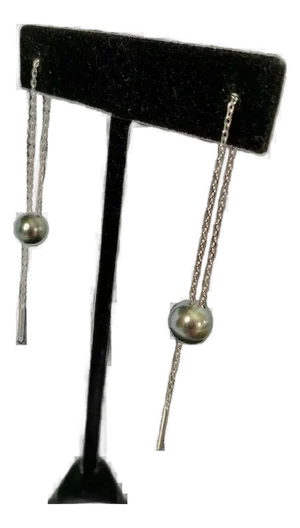 Late 20th Century Tahitian Black Pearl and 14k White Gold Earrings, A Pair