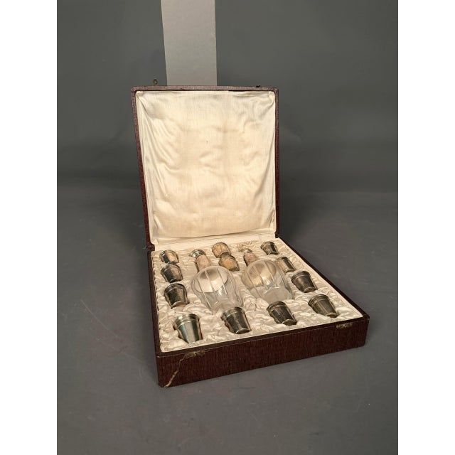 19th Century English Crystal Liquor Set in Silk-Lined Carrying Case - 14 pcs For Sale In Indianapolis - Image 6 of 11