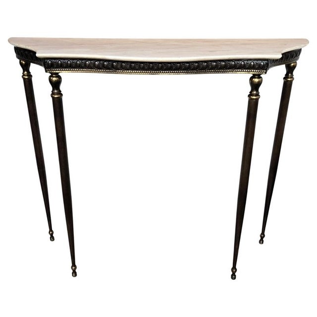 Mid-Century Modern Italian Brass Console Table with White Marble Top, 1950s For Sale - Image 10 of 10