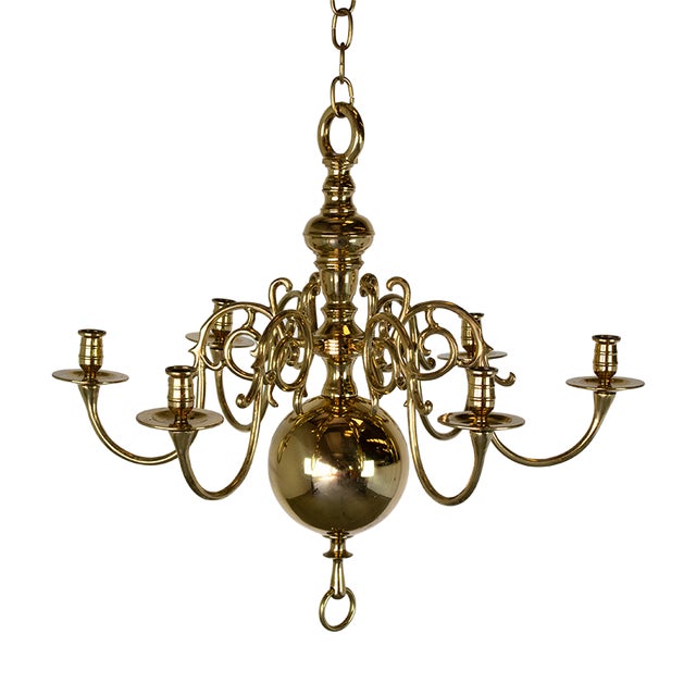 Dutch Brass Rembrandt Chandelier with Six Arms, 1940s For Sale