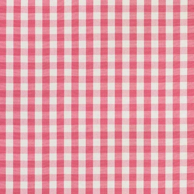 Schumacher Elton Cotton Check Fabric in Magenta For Sale