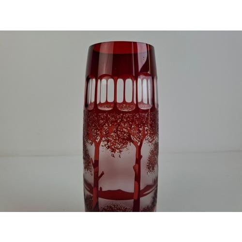 Glass Art Deco Ruby Cut Overlay Vase from Egermann, Czechoslovakia, 1920s For Sale - Image 7 of 18