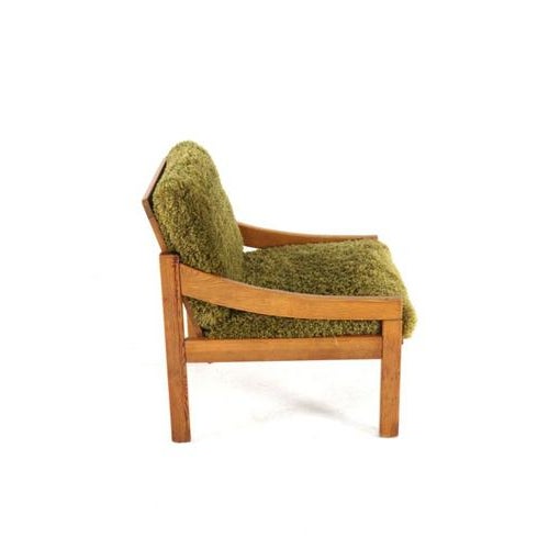 Pine Armchair with Green Upholstery, 1970s For Sale - Image 10 of 16