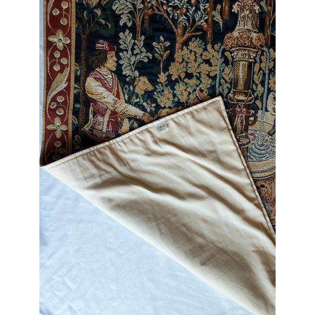 Textile Medieval Style Unicorn at the Fountain Wall Tapestry, 1990s For Sale - Image 7 of 12