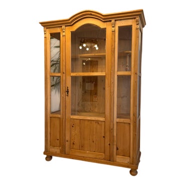 Rustic Farmhouse Display Cabinet in Softwood, 1970s For Sale