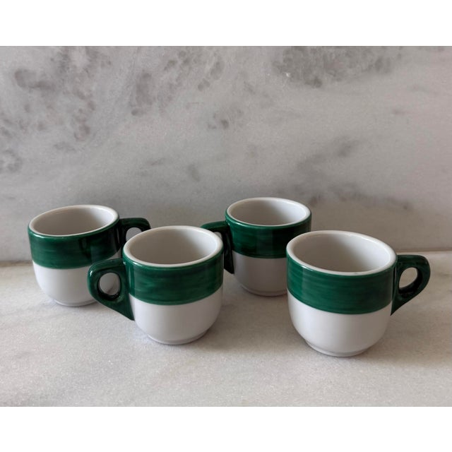 Ceramic Mid 20th Century Set of 4 Shenango Pottery Espresso Cups and Saucers - 8 pcs For Sale - Image 7 of 10