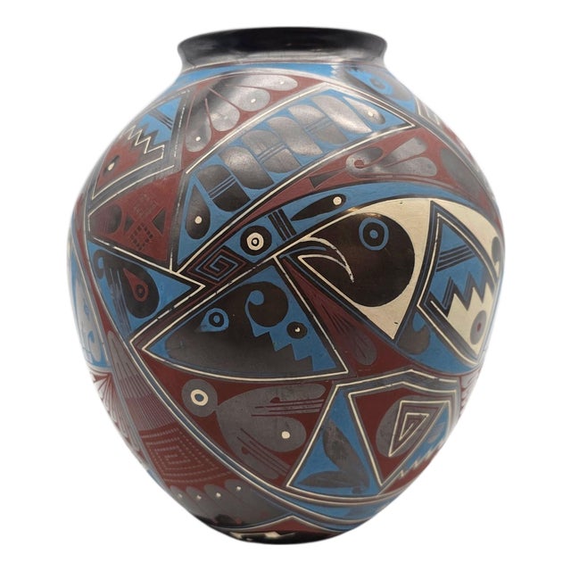 Signed Rodrigo Perez Mata Ortiz Polychrome Ceramic Vessel Casas Grandes 9" For Sale