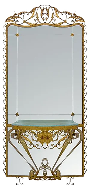 Italian Mirrored Glass and Wrought Iron Dressing Table by Pier Luigi Colli, 1950s