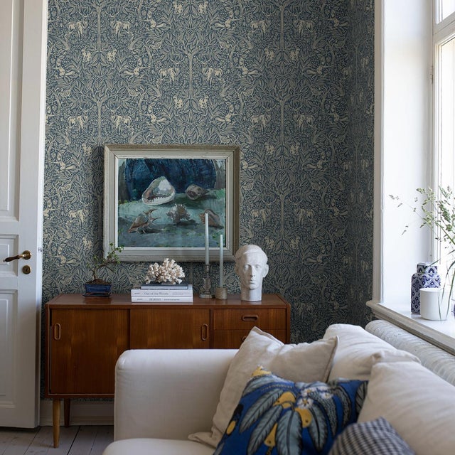 Schumacher SAMPLE - Boråstapeter Under The Elder Tree Wallpaper In Midnight For Sale - Image 4 of 4