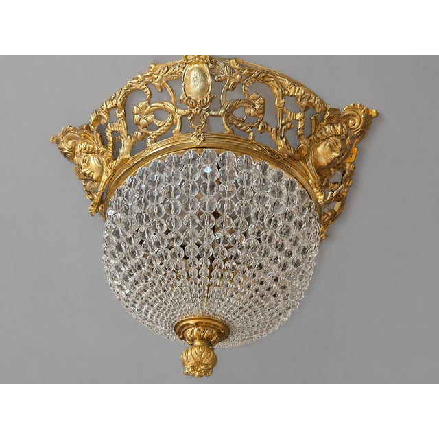 1970s Baroque Gold Bronze Crystal Chandelier Ceiling Lamp For Sale - Image 11 of 15