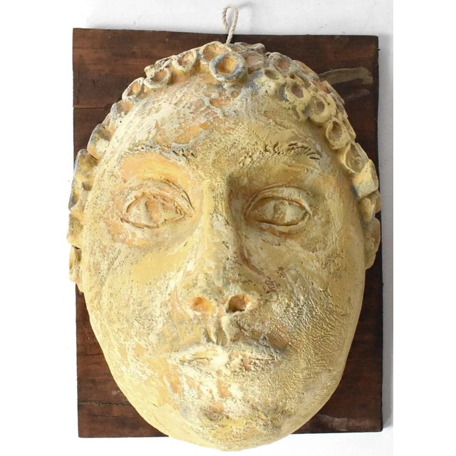 Cream Mid-Century Ceramic Head Wall Sculpture For Sale - Image 8 of 8