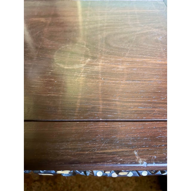 1930s Vintage Chinese Qing Rosewood With Mother of Pearl Inlaid Low Alter Table For Sale - Image 5 of 11