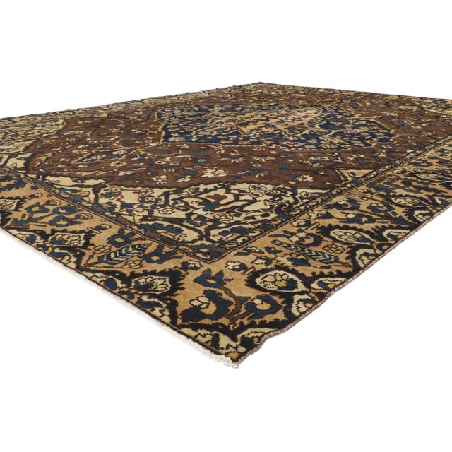 53749 Antique Persian Bakhtiari Rug, 09'04 x 11'11. Get ready to fall head over heels for this hand knotted antique...