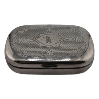 Antique Victorian Silverplate Box | Engraved "T" Monogram For Sale