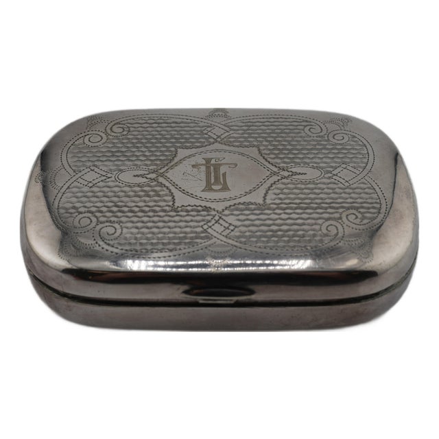 Antique Victorian Silverplate Box | Engraved "T" Monogram For Sale