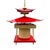 1950s Mid-Century Modern Pagoda Enameled Red Metal & Gold-Tone Tole Chinoiserie Chandelier For Sale In Los Angeles - Image 6 of 18