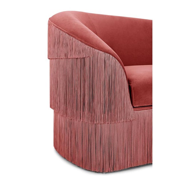 Fringes 280 sofa by munna dimensions: d 100 x w 280 x h 91 cm. Sh: 47 cm. Materials: wood, foam, and upholstery. Finish:...
