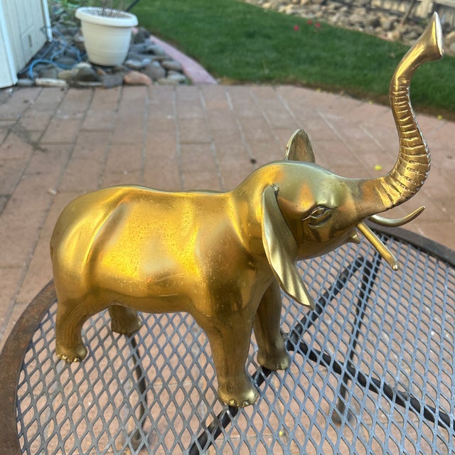 Mid-Century Modern MidCentury Large Brass Elephant For Sale - Image 3 of 3