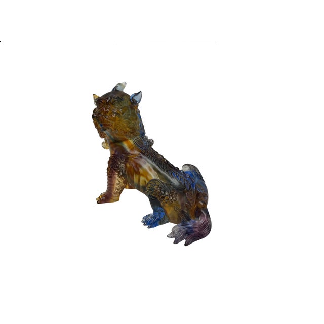 Mixed Color Crystal Glass Mythical Pixiu Fengshui Art Figure For Sale - Image 10 of 10