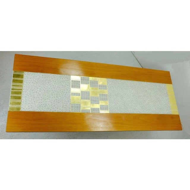 1960s Gray and Gold Mosaic & Walnut Coffee Table with Chrome Frame by Berthold Müller, 1960s For Sale - Image 5 of 11