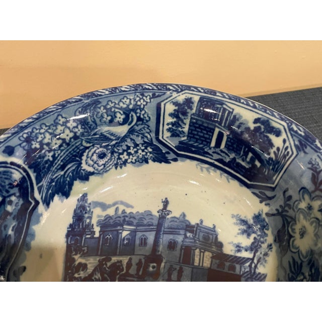 English Vintage Victoria Ironstone Large Decorative Bowl With Celadon Glaze For Sale - Image 3 of 11