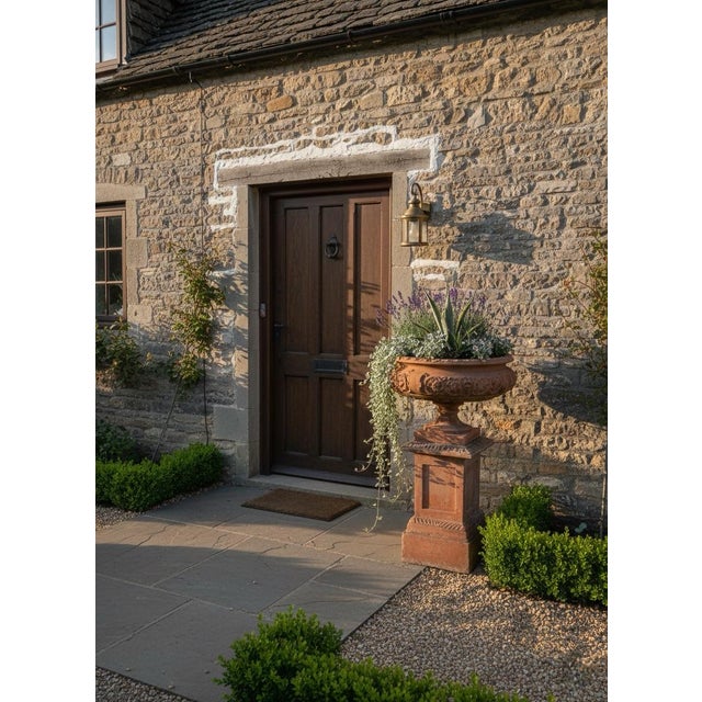 Ceramic Vintage Neoclassical Terracotta Tazza Urn on Pedestal For Sale - Image 7 of 8