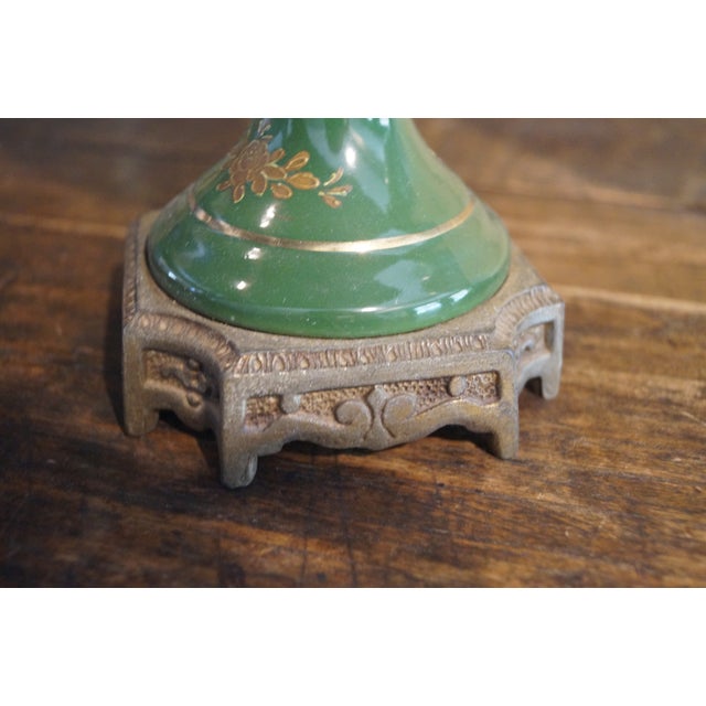 Early 20th Century French Sevres Style Porcelain and Bronze Mantle Urns - A Pair For Sale - Image 12 of 13